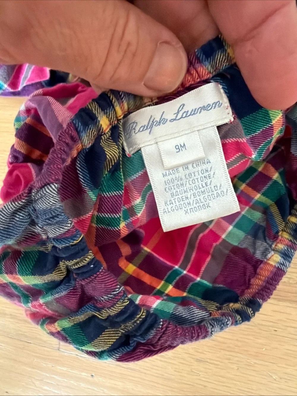 Ralph Lauren Baby Madras Plaid Dress Ruffle 9 Months Pink Preppy Cotton